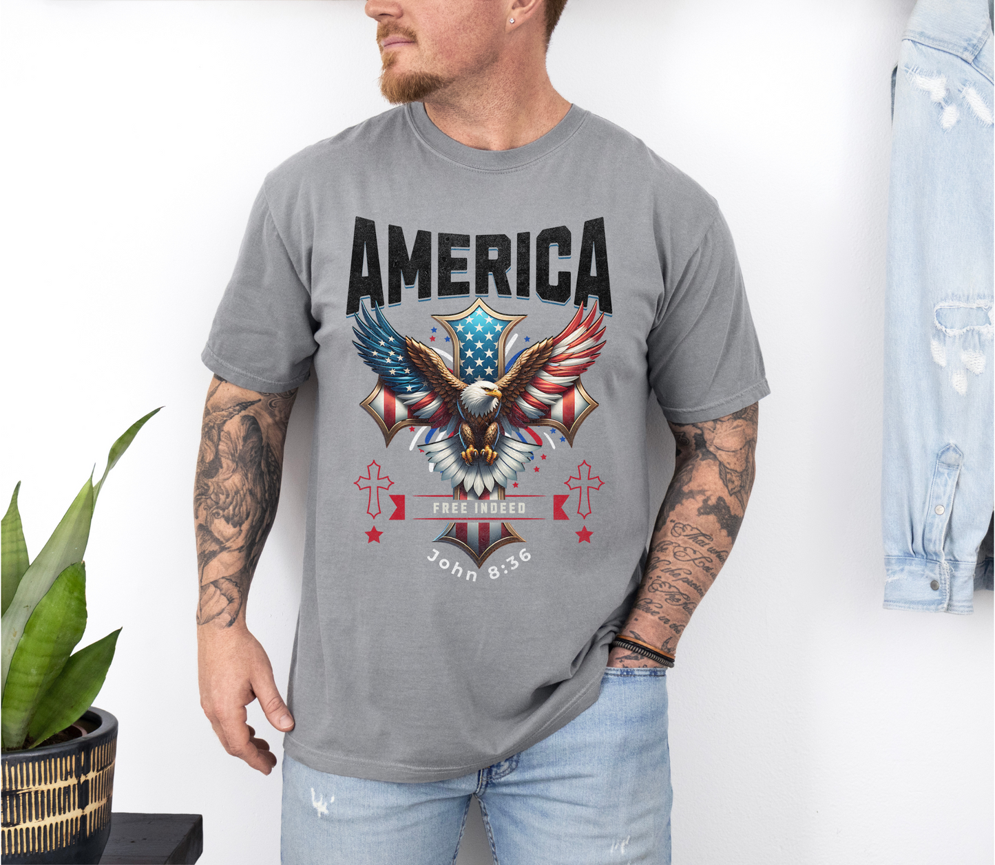 Comfort Colors "Free Indeed" – 4th of July Freedom in Christ Tee (John 8:36)