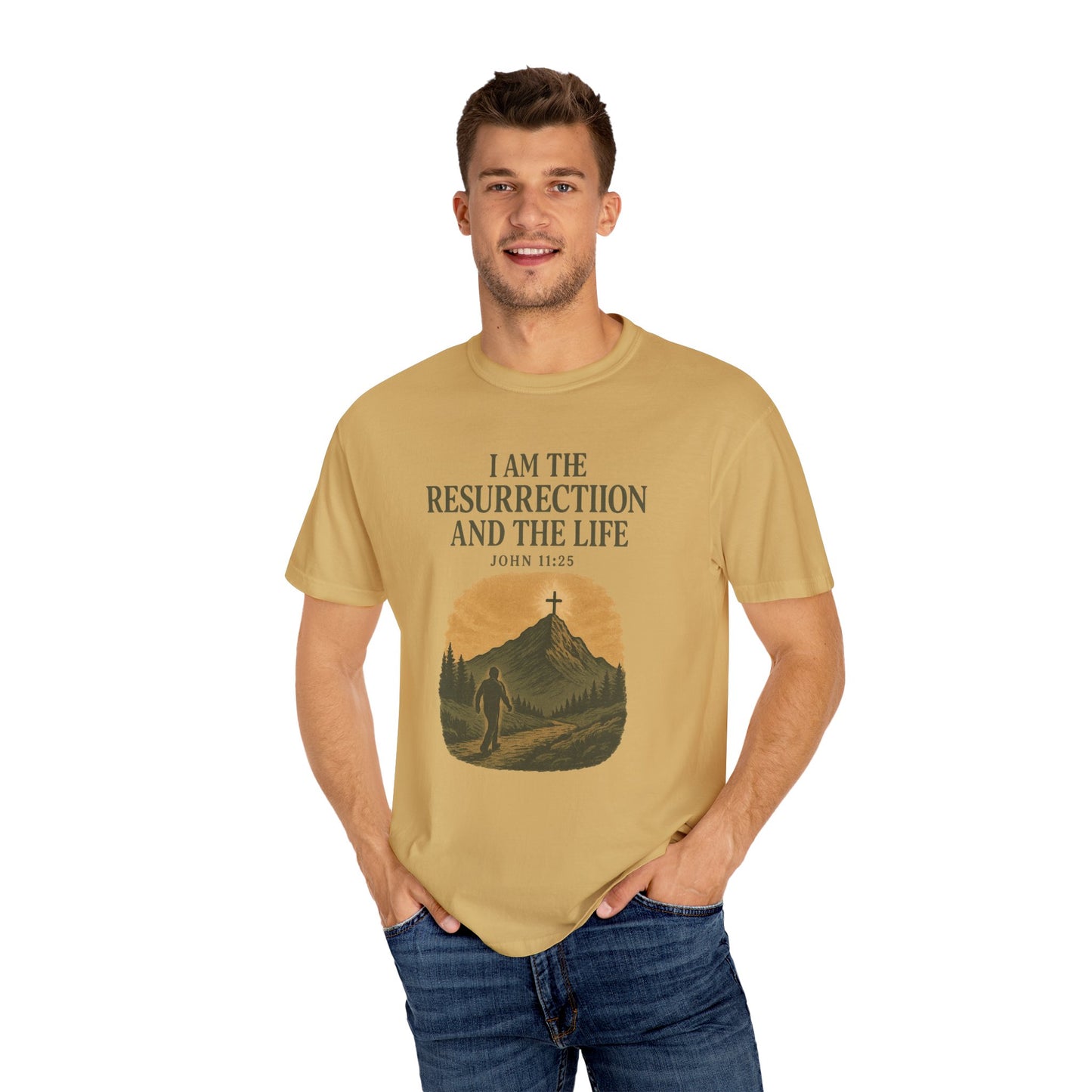 Comfort Colors "I Am the Resurrection" – John 11:25 Graphic T-Shirt