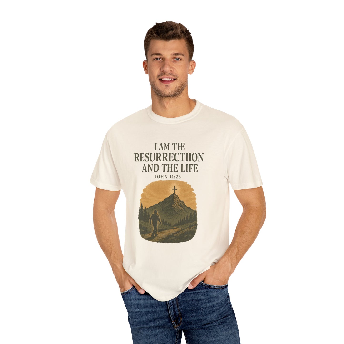 Comfort Colors "I Am the Resurrection" – John 11:25 Graphic T-Shirt