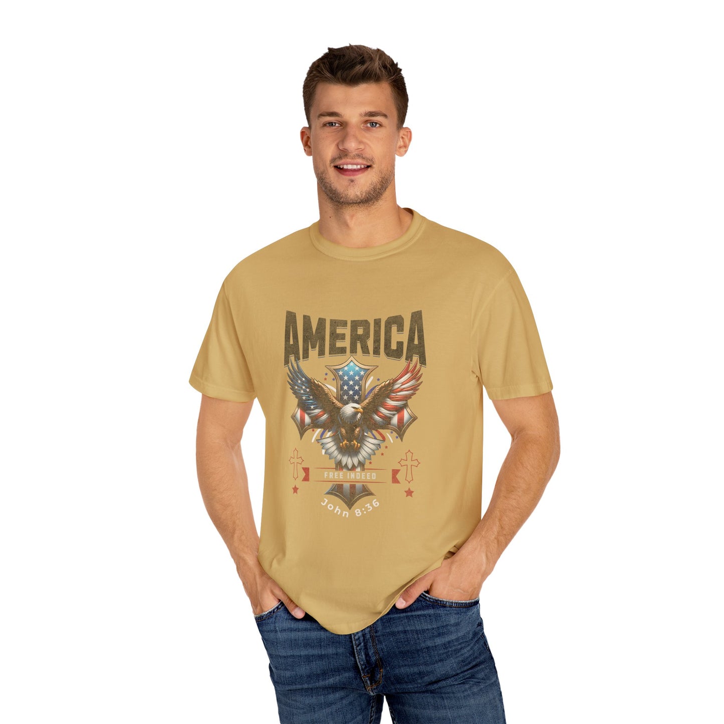 Comfort Colors "Free Indeed" – 4th of July Freedom in Christ Tee (John 8:36)