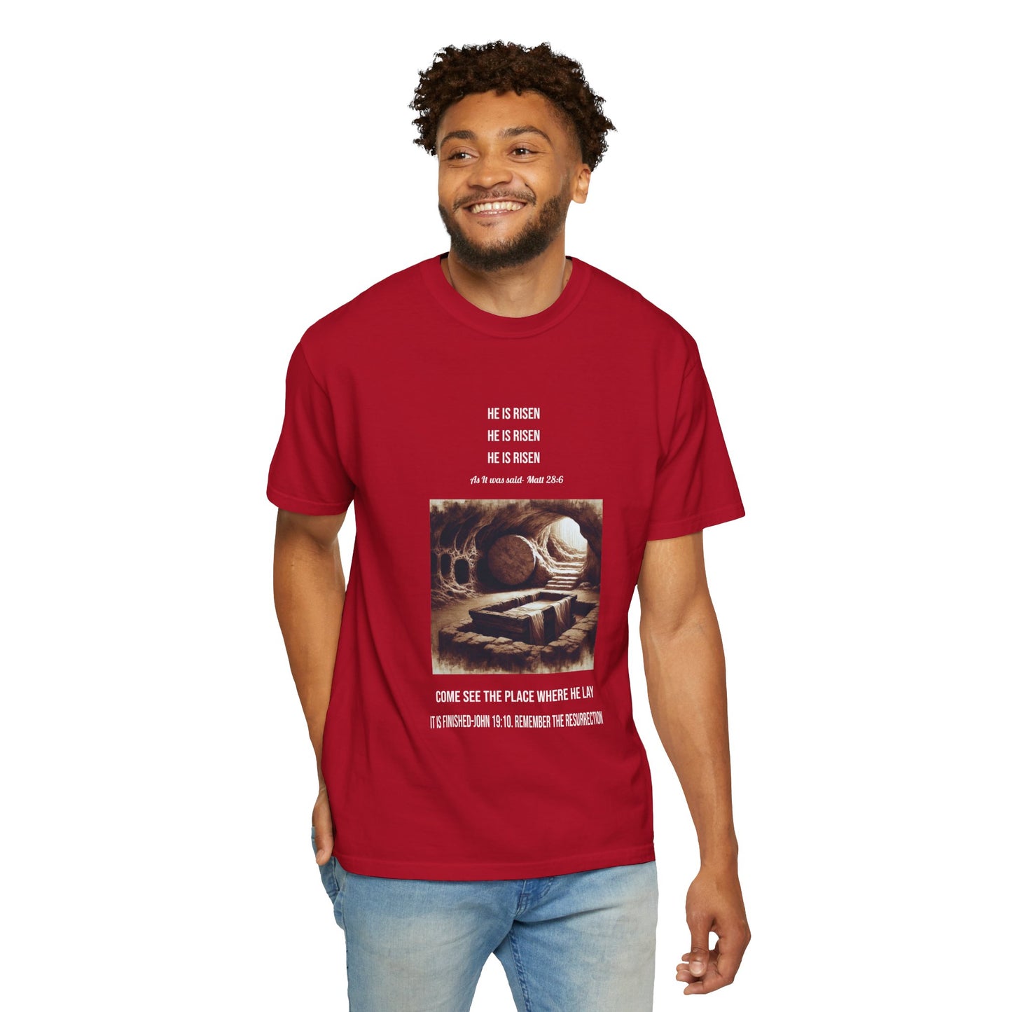 Comfort Colors "He is Risen" Matthew 28:6 Graphic T-Shirt