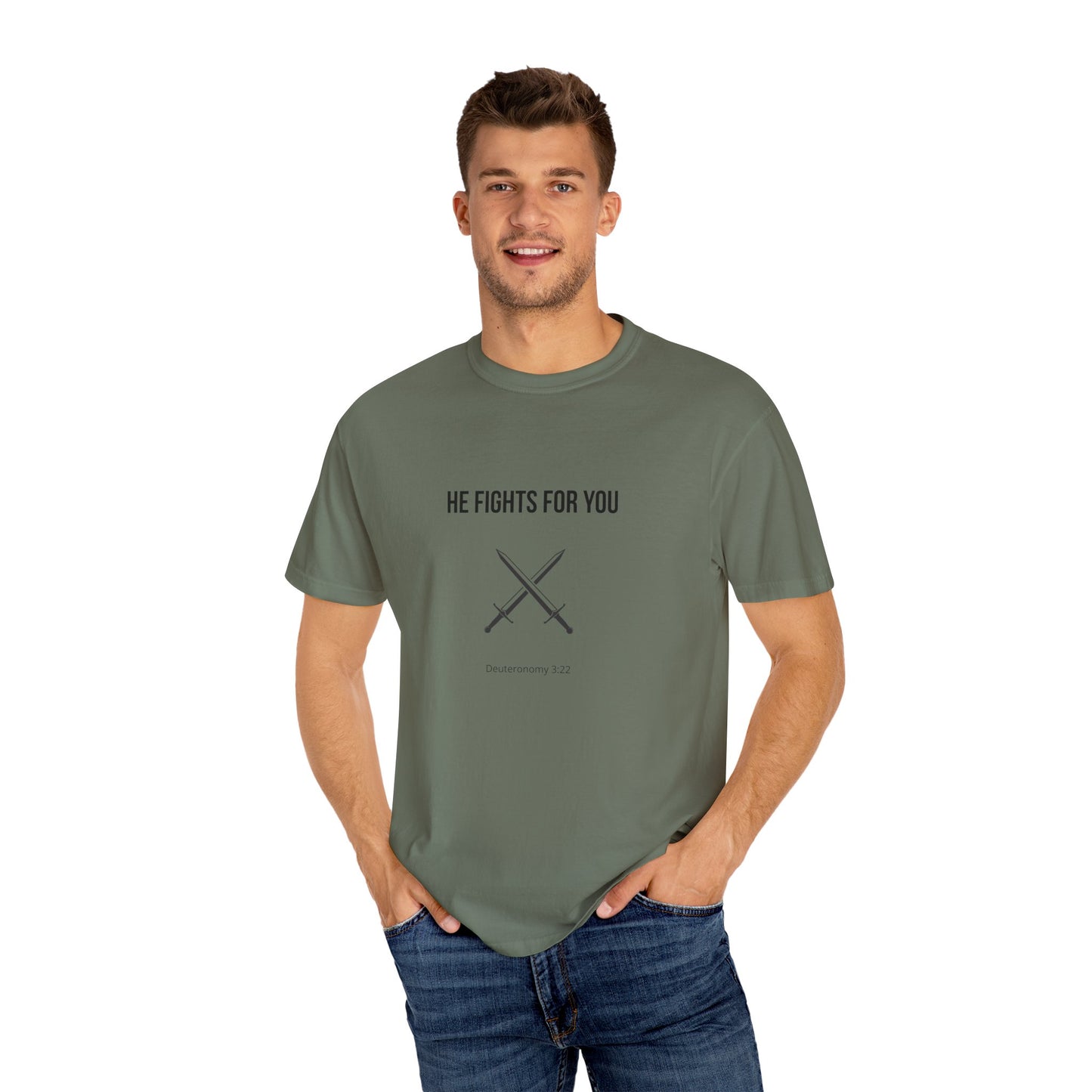 Comfort Colors "He Fights For You" – Deuteronomy 3:22 Graphic T-Shirt