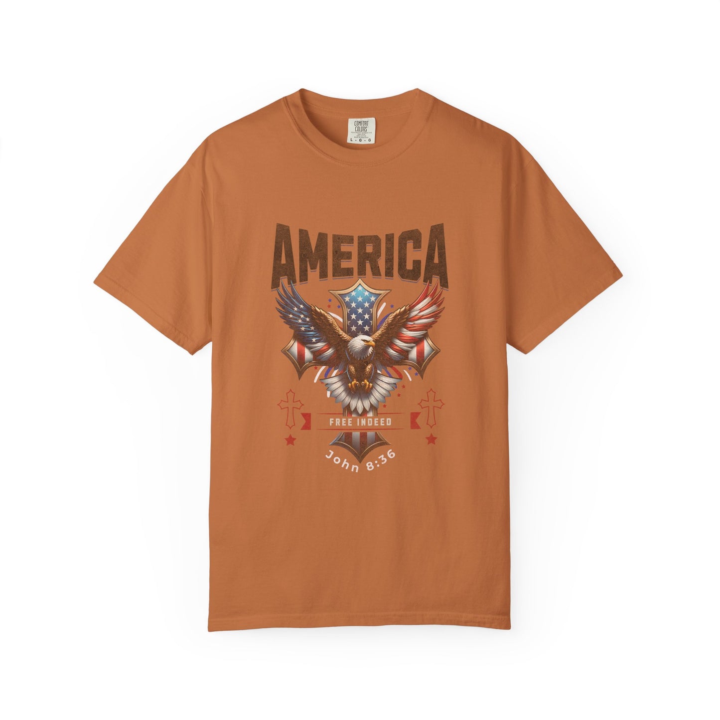 Comfort Colors "Free Indeed" – 4th of July Freedom in Christ Tee (John 8:36)