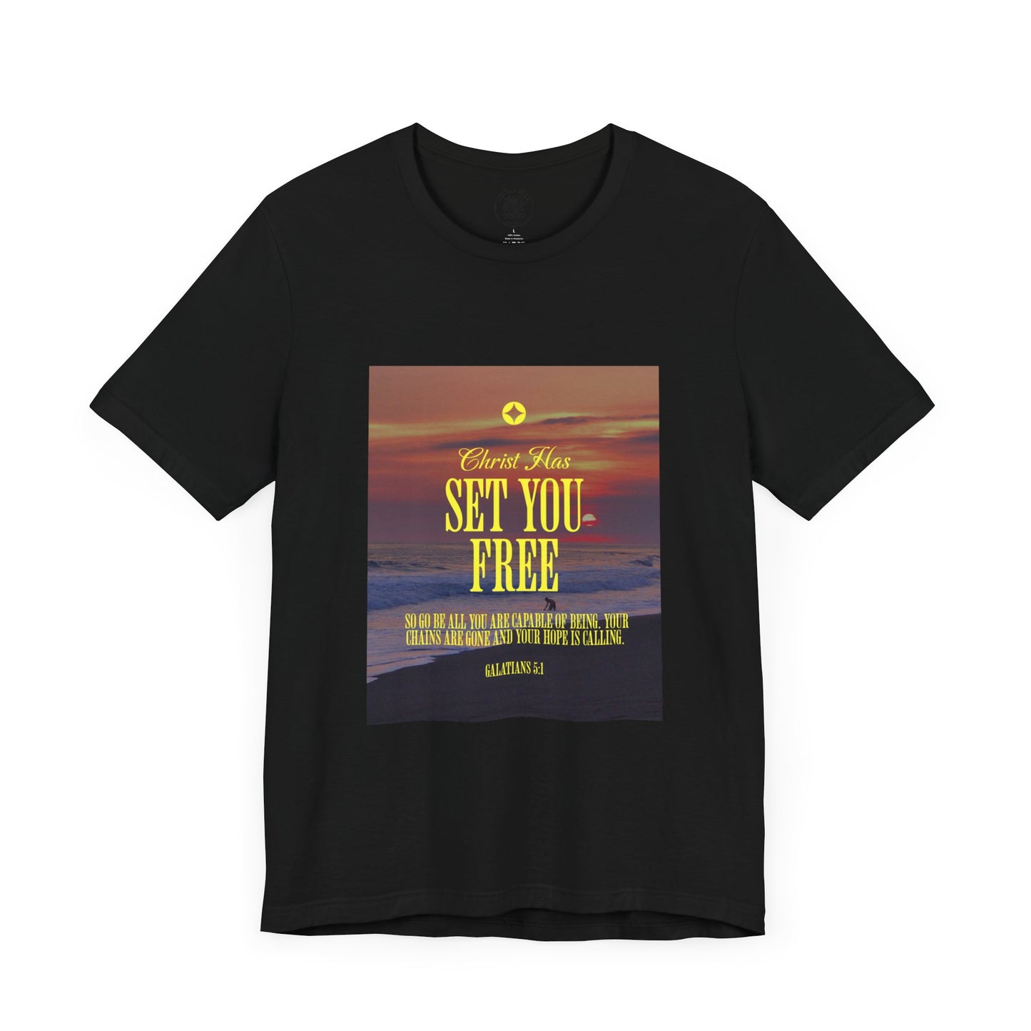 Comfort Colors "Christ Has Set You Free"- Galatians 5:1 Beach Themed Graphic Tee