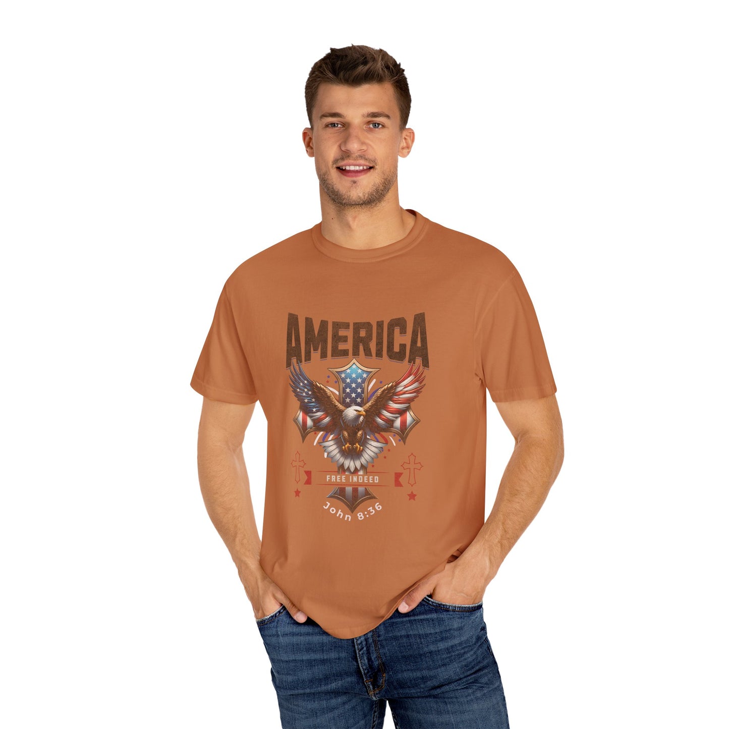 Comfort Colors "Free Indeed" – 4th of July Freedom in Christ Tee (John 8:36)