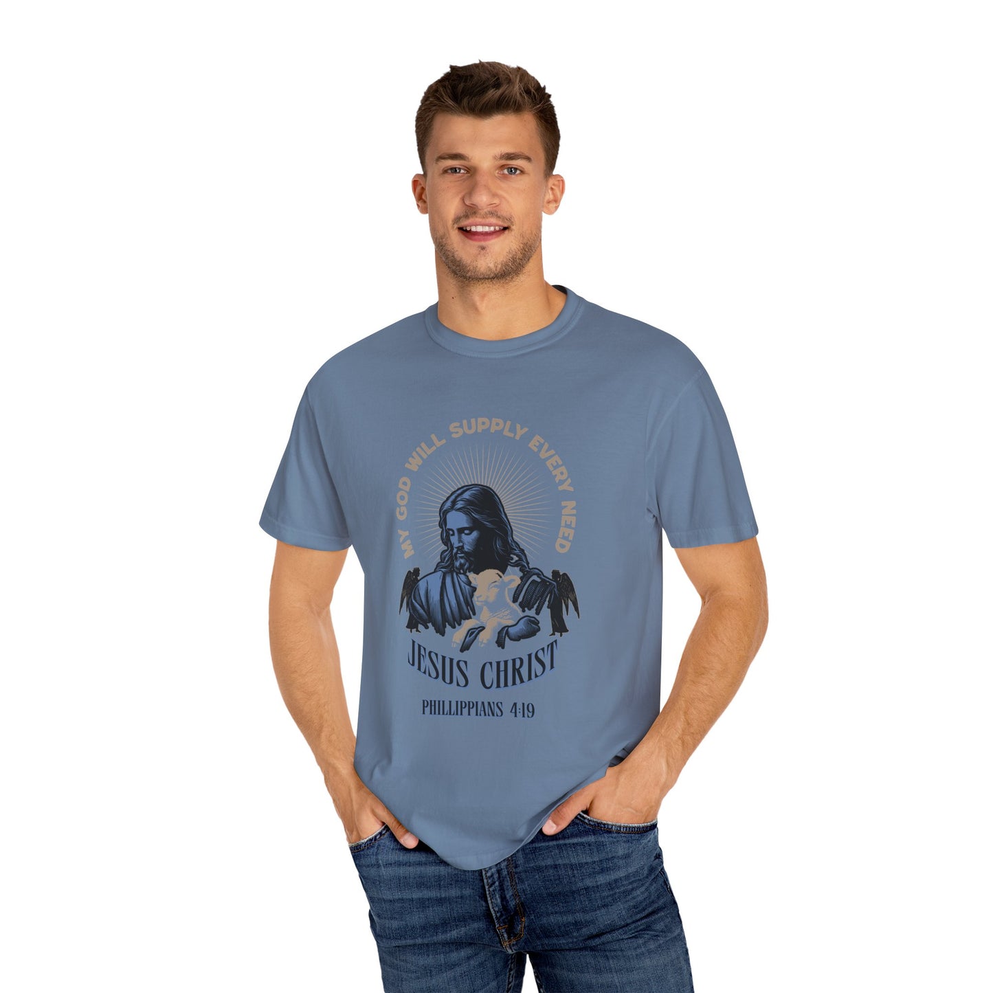 Comfort Colors Philippians 4:19 Graphic T-Shirt – "God Will Supply All Your Needs"