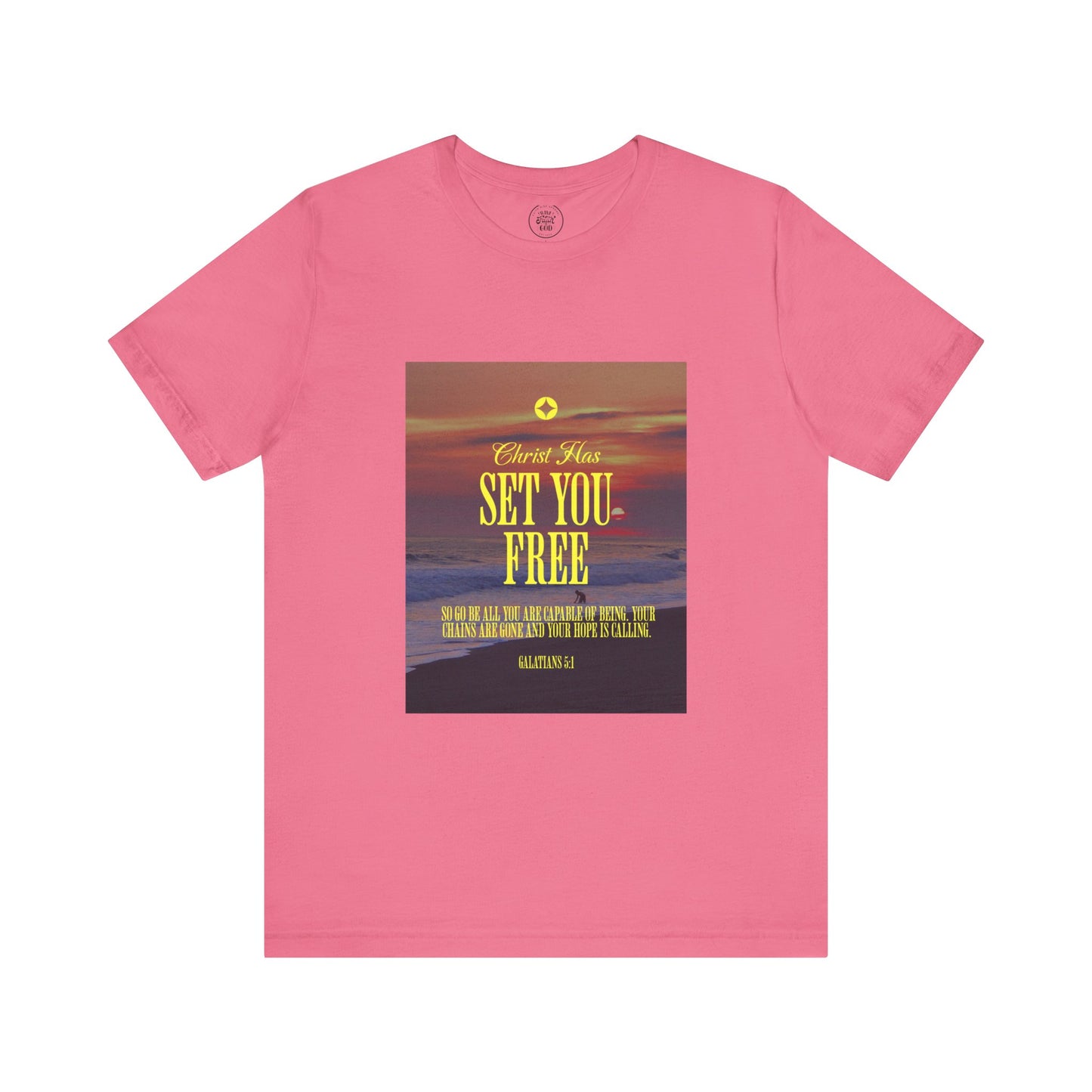 Comfort Colors "Christ Has Set You Free"- Galatians 5:1 Beach Themed Graphic Tee