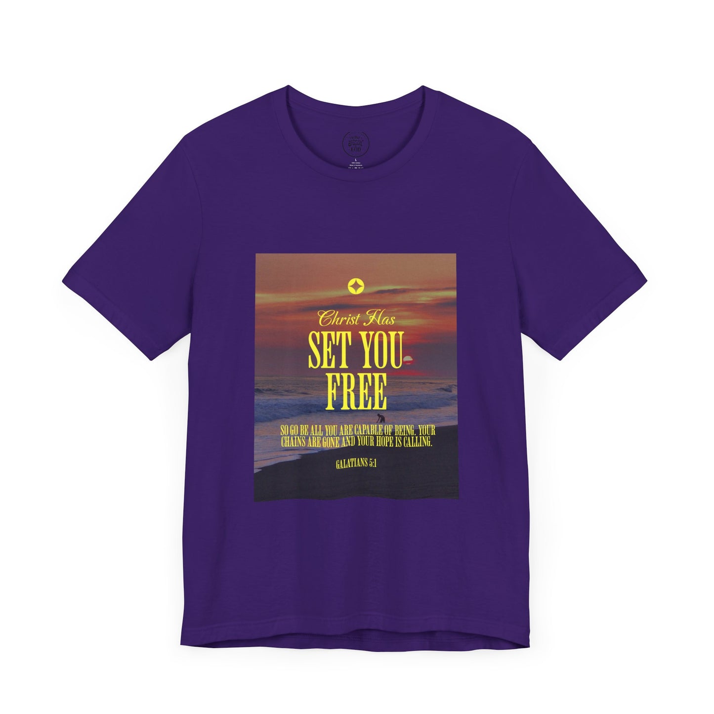 Comfort Colors "Christ Has Set You Free"- Galatians 5:1 Beach Themed Graphic Tee