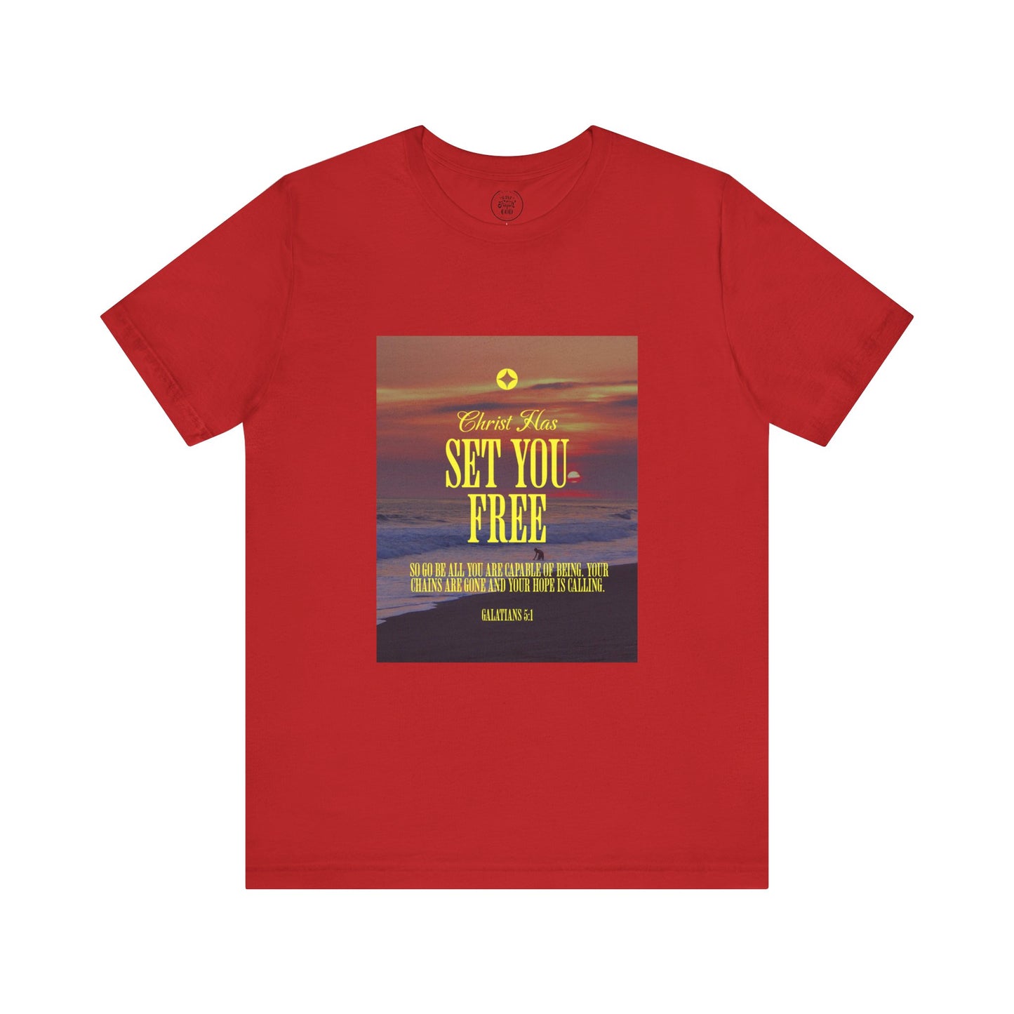 Comfort Colors "Christ Has Set You Free"- Galatians 5:1 Beach Themed Graphic Tee