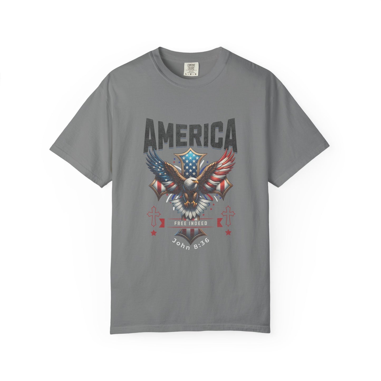 Comfort Colors "Free Indeed" – 4th of July Freedom in Christ Tee (John 8:36)
