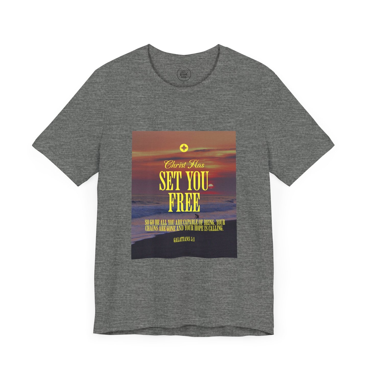 Comfort Colors "Christ Has Set You Free"- Galatians 5:1 Beach Themed Graphic Tee