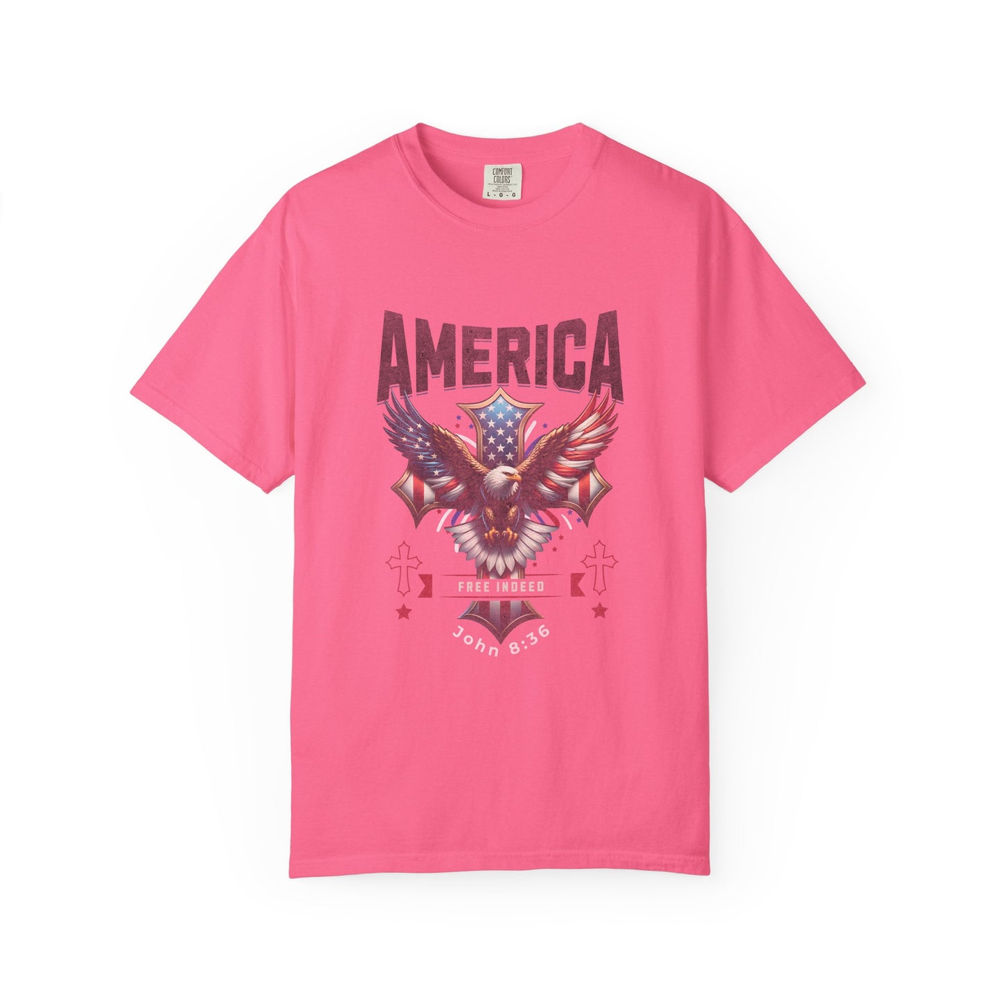 Comfort Colors "Free Indeed" – 4th of July Freedom in Christ Tee (John 8:36)