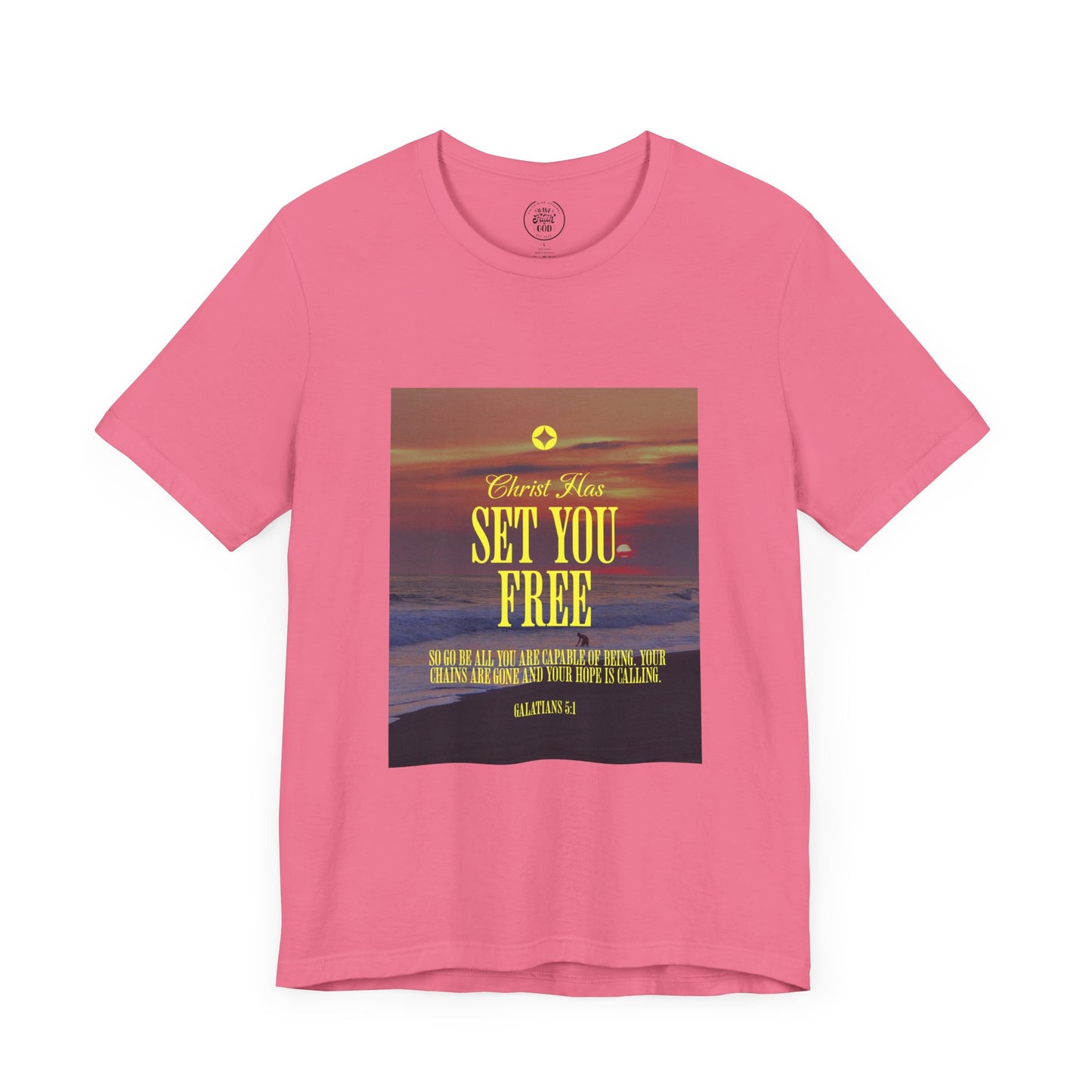 Comfort Colors "Christ Has Set You Free"- Galatians 5:1 Beach Themed Graphic Tee