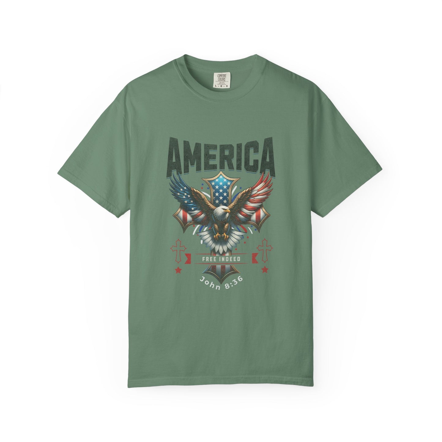 Comfort Colors "Free Indeed" – 4th of July Freedom in Christ Tee (John 8:36)