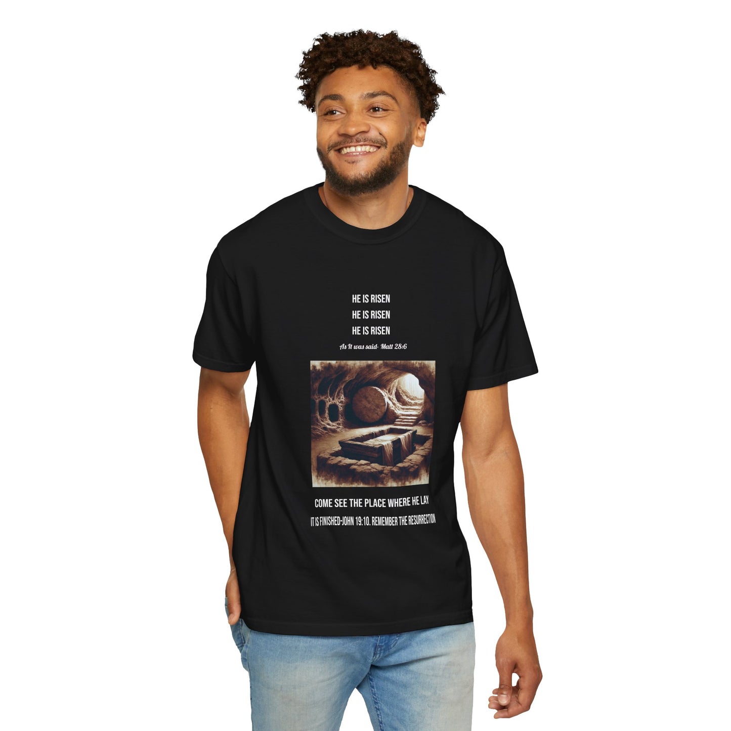 Comfort Colors "He is Risen" Matthew 28:6 Graphic T-Shirt