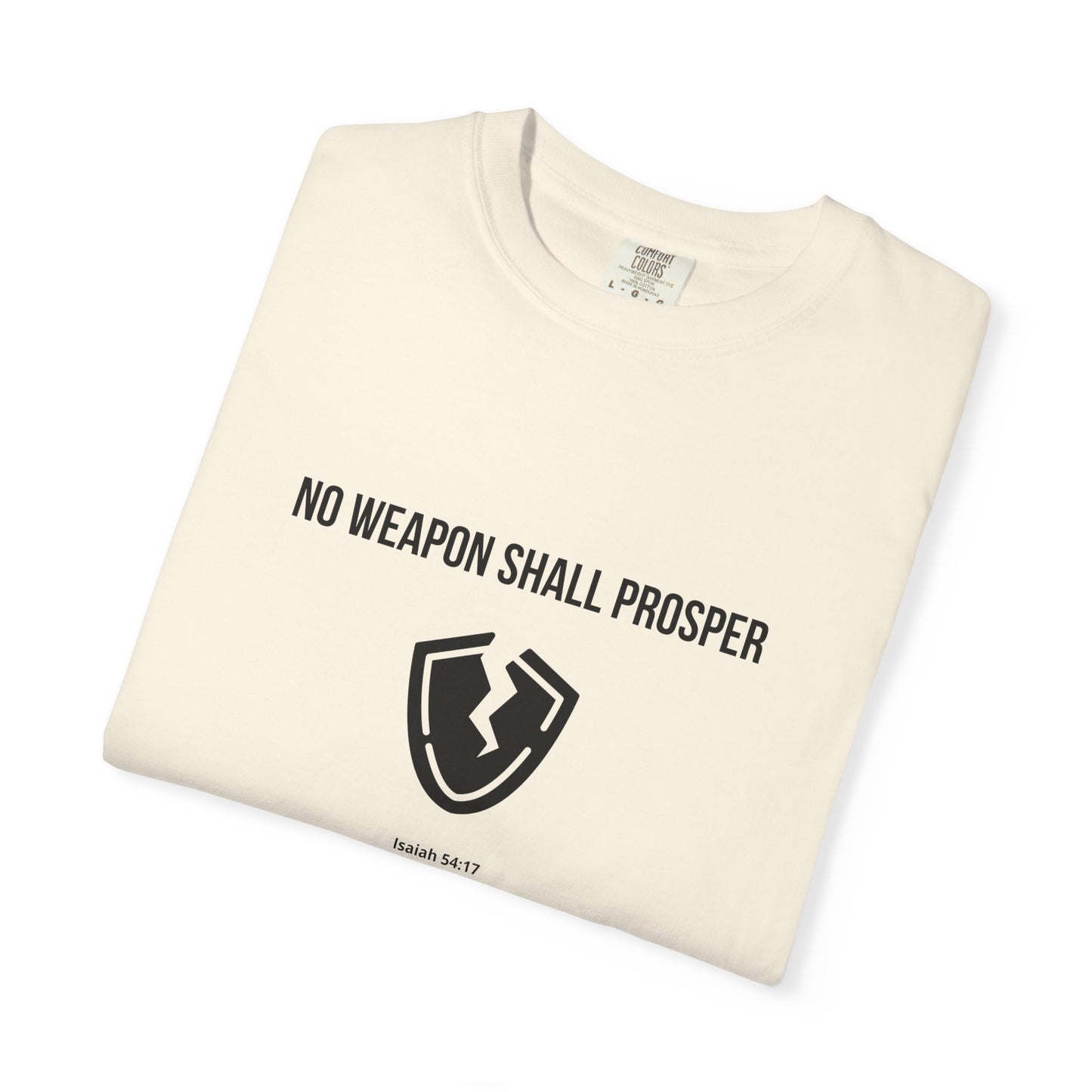 Comfort Colors "No Weapon Shall Prosper" – Isaiah 54:17 Bible Verse Graphic T-Shirt