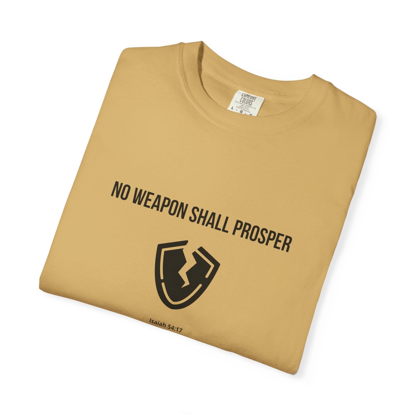 Comfort Colors "No Weapon Shall Prosper" – Isaiah 54:17 Bible Verse Graphic T-Shirt