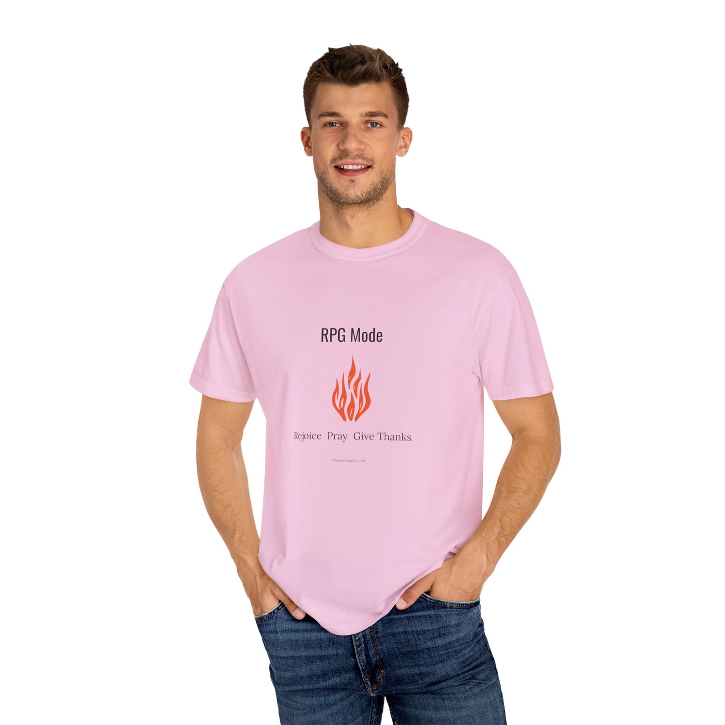 Comfort Colors RPG MODE Christian T-Shirt – Rejoice Pray Give Thanks | 1 Thessalonians 5:16-18