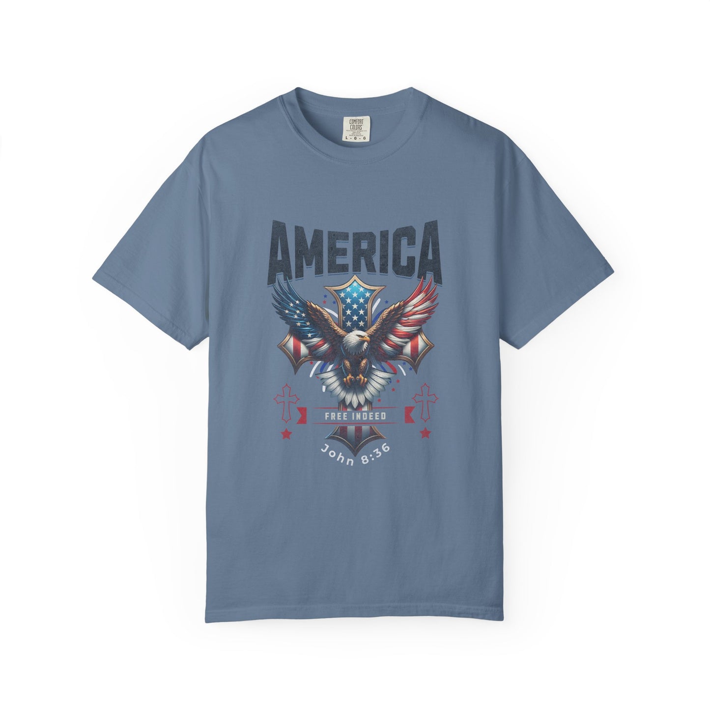 Comfort Colors "Free Indeed" – 4th of July Freedom in Christ Tee (John 8:36)