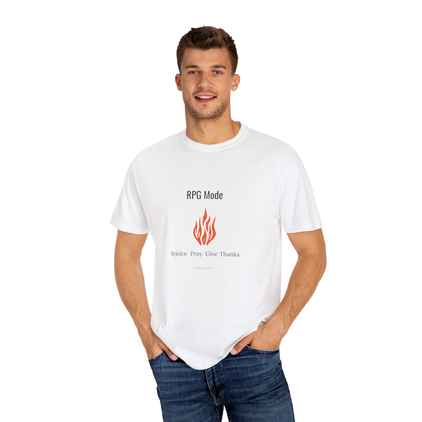 Comfort Colors RPG MODE Christian T-Shirt – Rejoice Pray Give Thanks | 1 Thessalonians 5:16-18