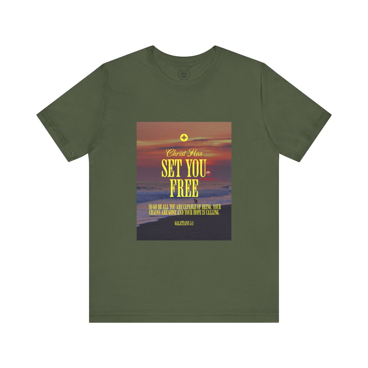 Comfort Colors "Christ Has Set You Free"- Galatians 5:1 Beach Themed Graphic Tee