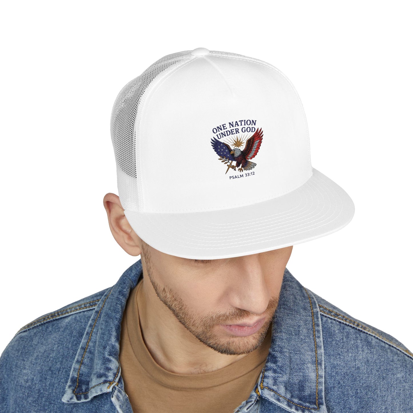 Embroidered Trucker Cap - Patriotic Eagle Hat for Veterans, Outdoor Adventures, 4th of July, Gifts, Casual Wear
