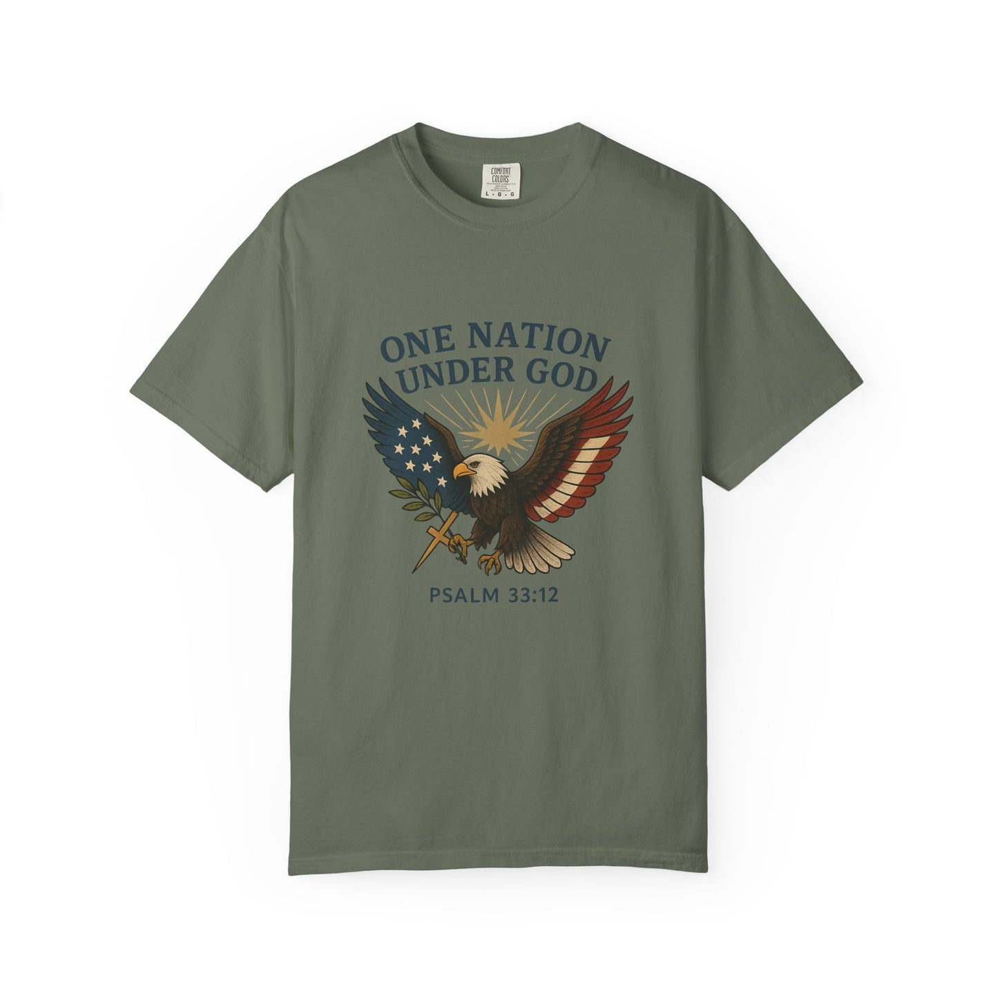 Comfort Colors "One Nation Under God" – Patriotic Faith Eagle Tee Psalm 33:12