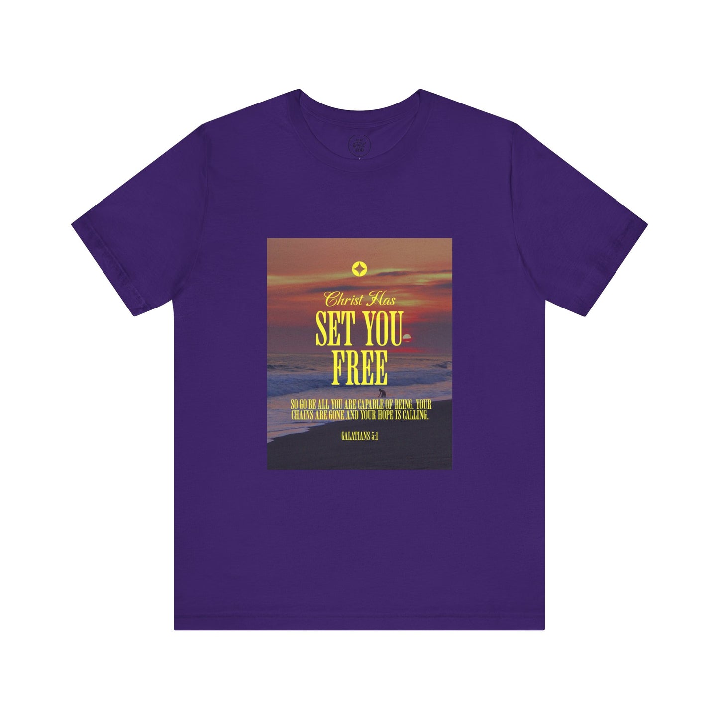 Comfort Colors "Christ Has Set You Free"- Galatians 5:1 Beach Themed Graphic Tee