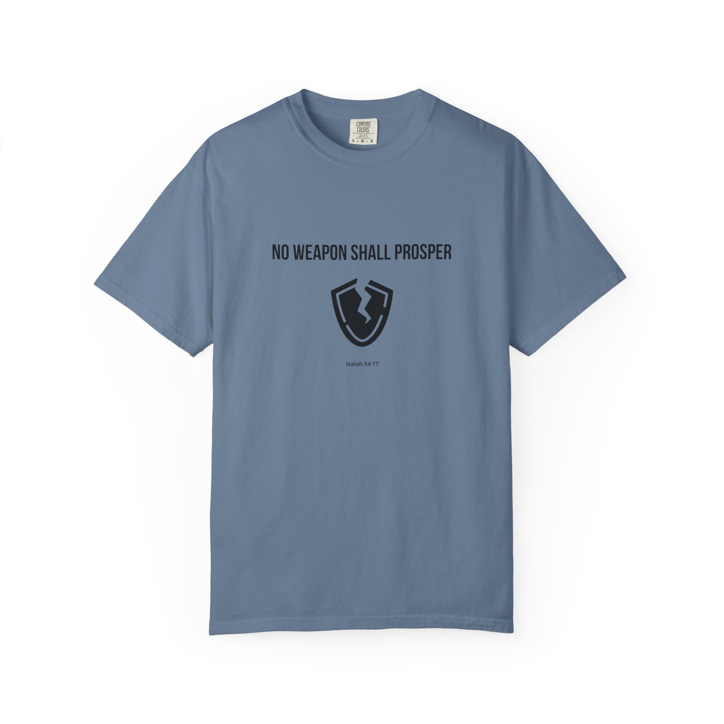 Comfort Colors "No Weapon Shall Prosper" – Isaiah 54:17 Bible Verse Graphic T-Shirt