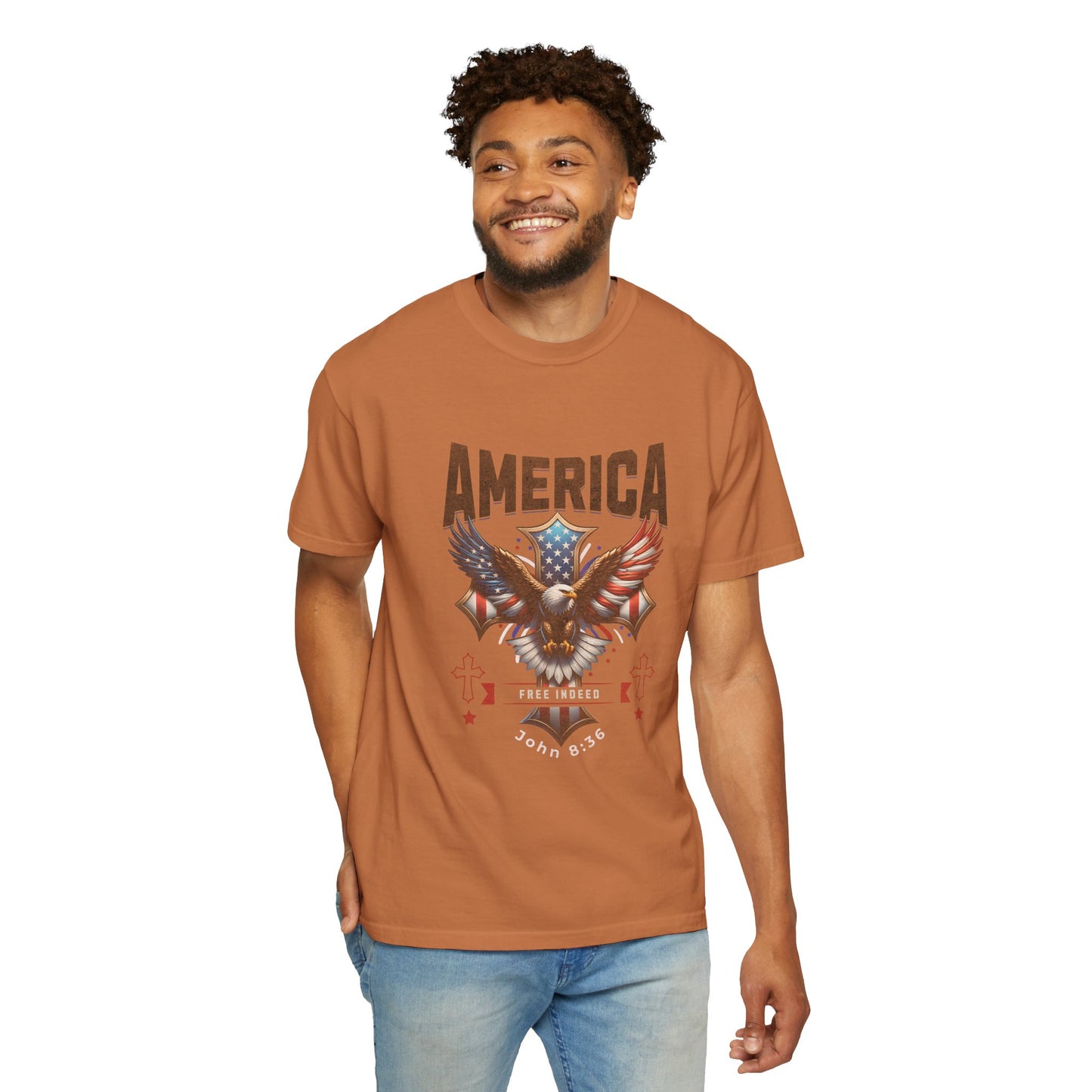 Comfort Colors "Free Indeed" – 4th of July Freedom in Christ Tee (John 8:36)