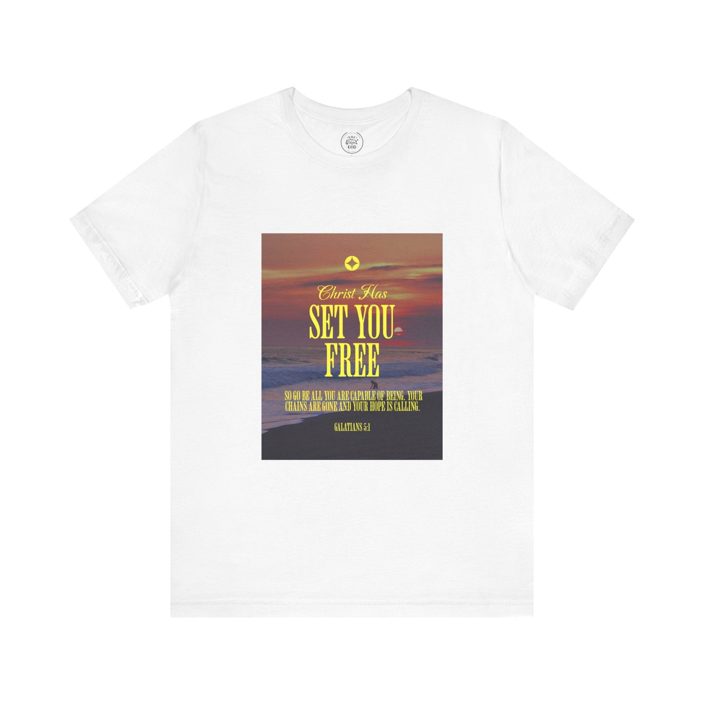 Comfort Colors "Christ Has Set You Free"- Galatians 5:1 Beach Themed Graphic Tee
