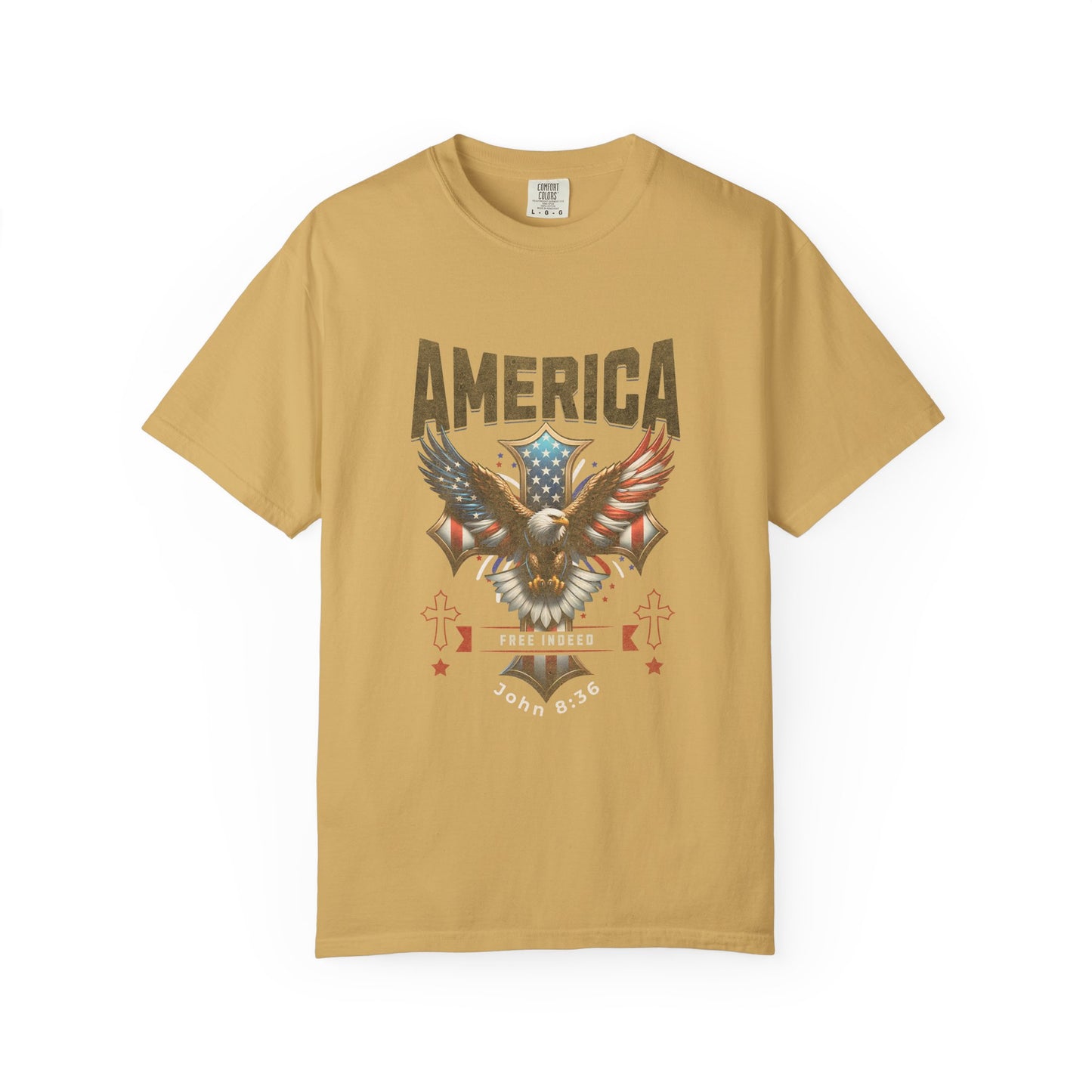 Comfort Colors "Free Indeed" – 4th of July Freedom in Christ Tee (John 8:36)