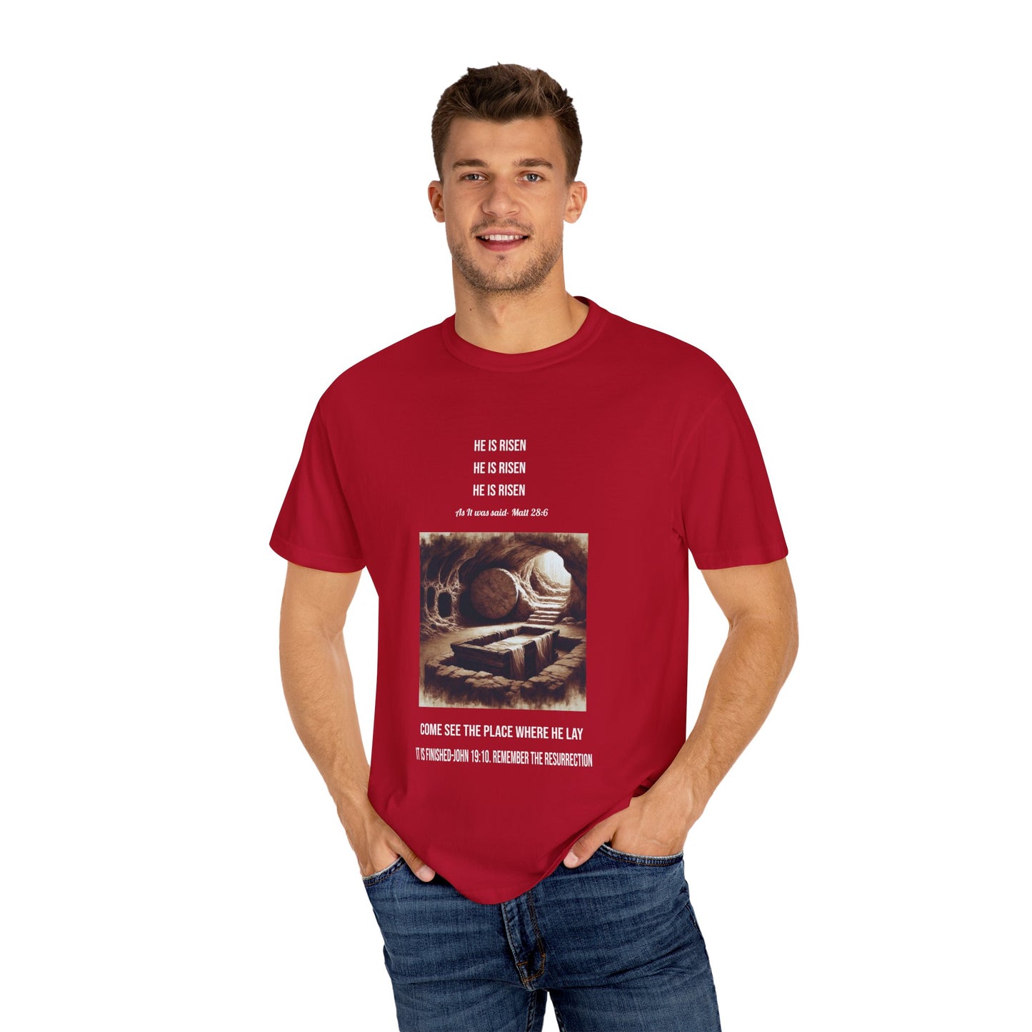 Comfort Colors "He is Risen" Matthew 28:6 Graphic T-Shirt