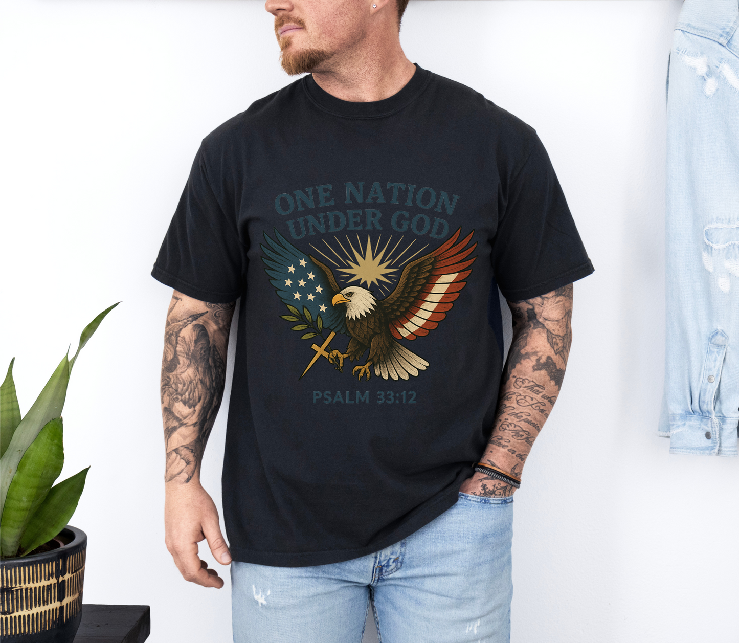 Comfort Colors "One Nation Under God" – Patriotic Faith Eagle Tee Psalm 33:12