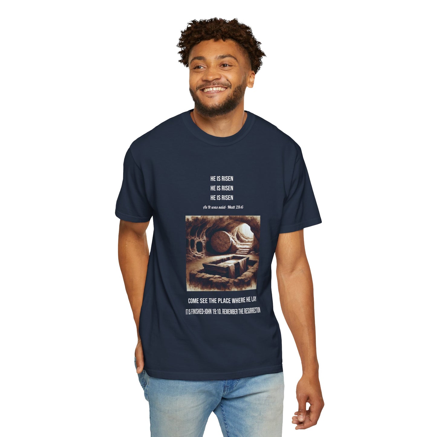 Comfort Colors "He is Risen" Matthew 28:6 Graphic T-Shirt