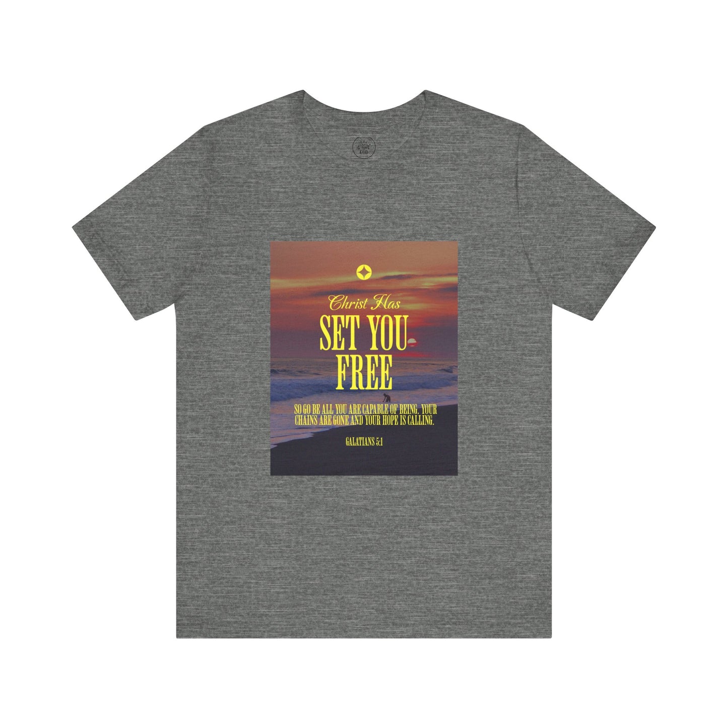 Comfort Colors "Christ Has Set You Free"- Galatians 5:1 Beach Themed Graphic Tee
