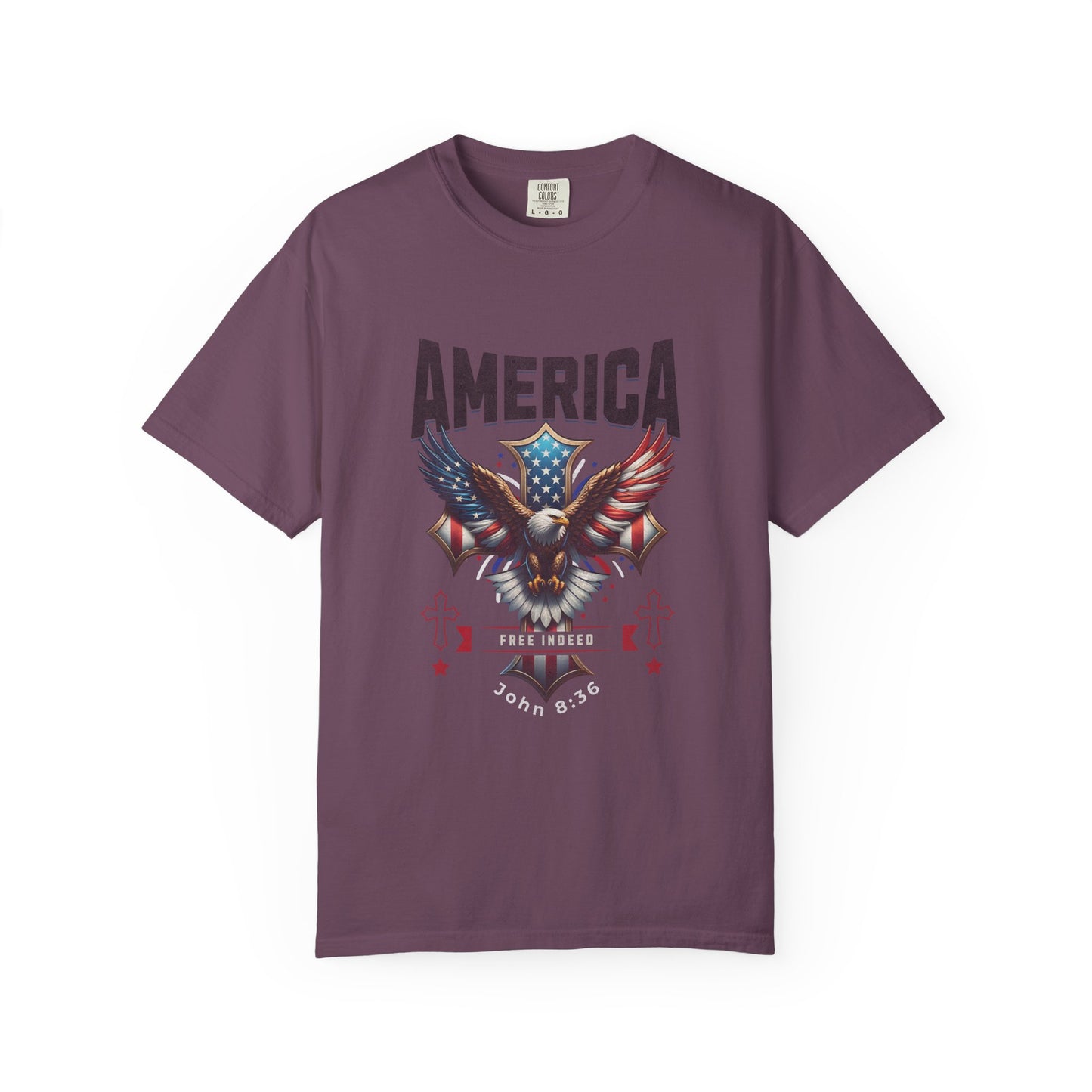 Comfort Colors "Free Indeed" – 4th of July Freedom in Christ Tee (John 8:36)