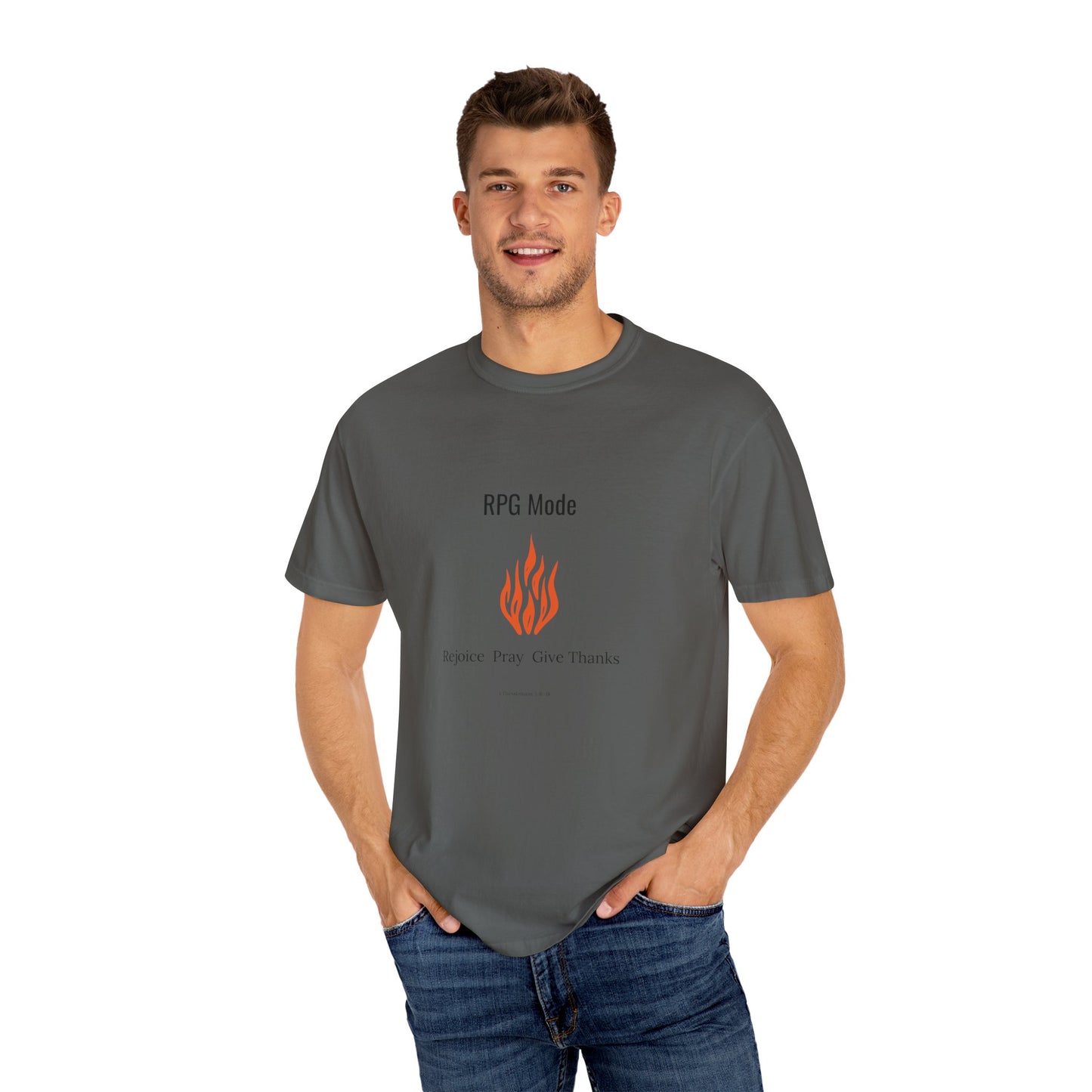 Comfort Colors RPG MODE Christian T-Shirt – Rejoice Pray Give Thanks | 1 Thessalonians 5:16-18
