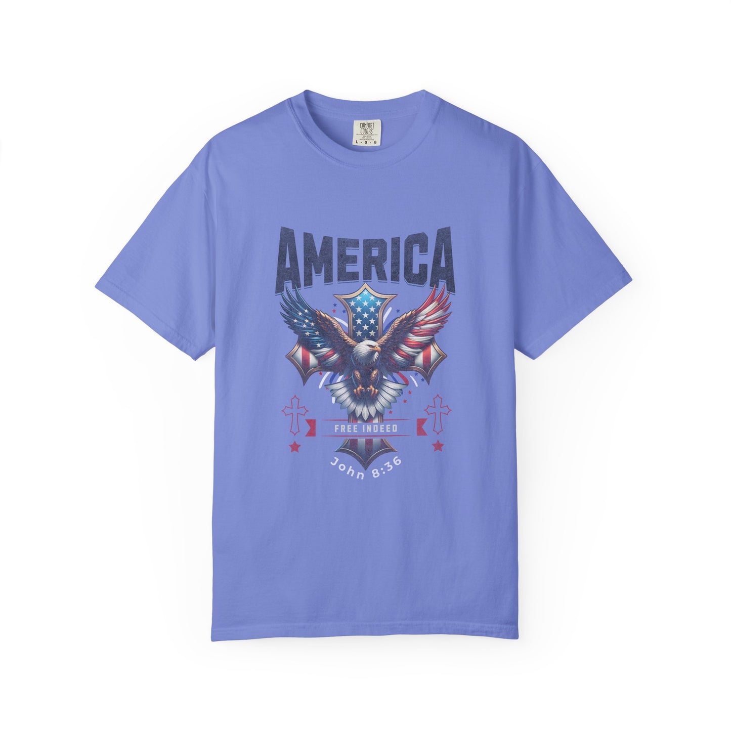 Comfort Colors "Free Indeed" – 4th of July Freedom in Christ Tee (John 8:36)