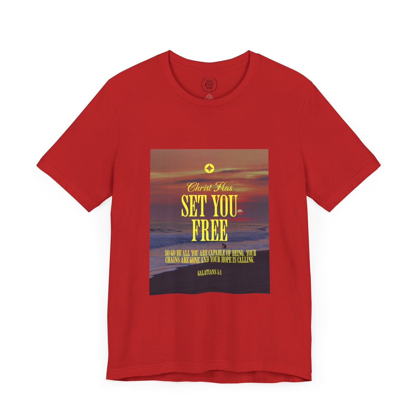 Comfort Colors "Christ Has Set You Free"- Galatians 5:1 Beach Themed Graphic Tee