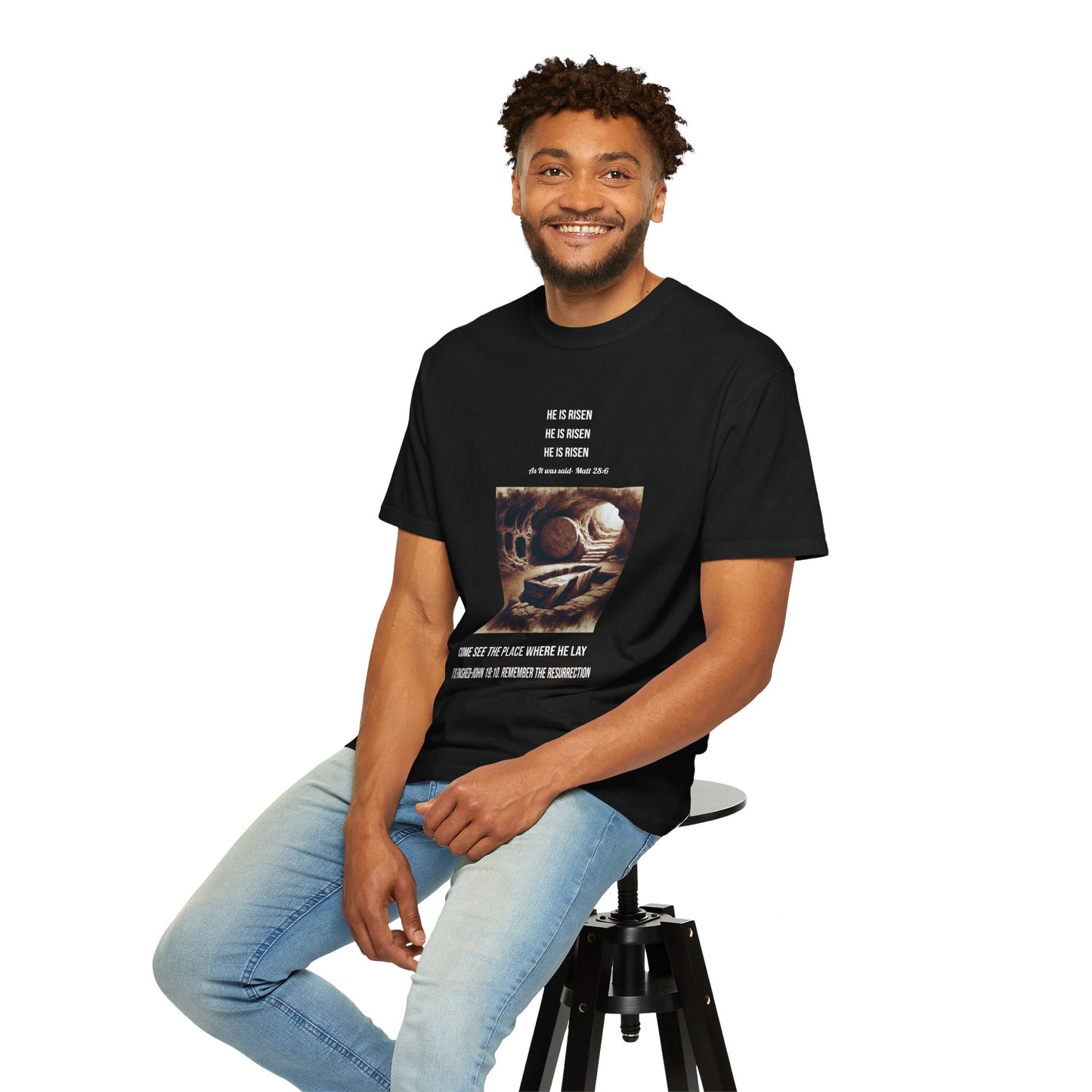 Comfort Colors "He is Risen" Matthew 28:6 Graphic T-Shirt