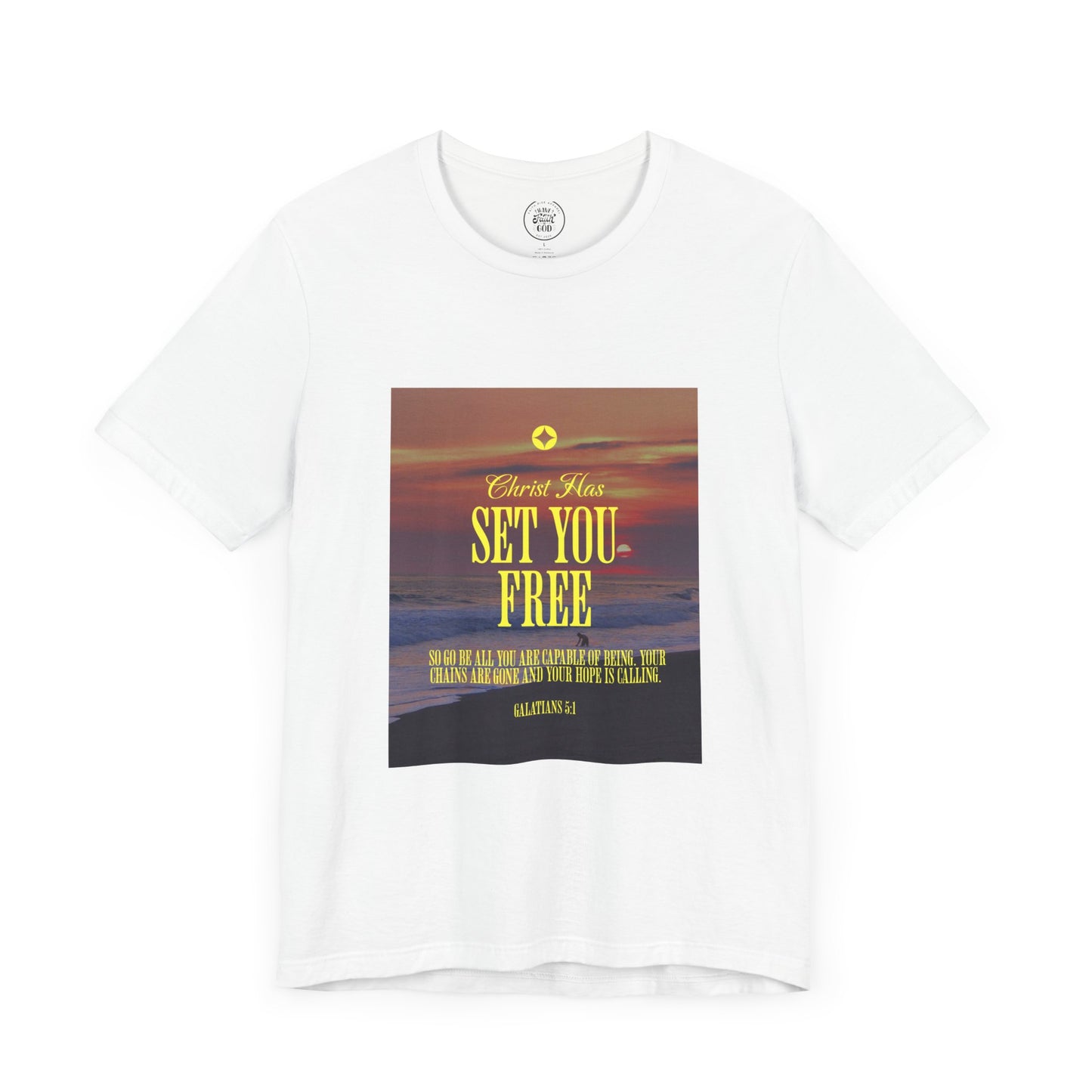 Comfort Colors "Christ Has Set You Free"- Galatians 5:1 Beach Themed Graphic Tee