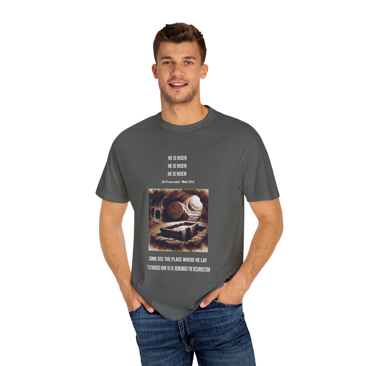 Comfort Colors "He is Risen" Matthew 28:6 Graphic T-Shirt