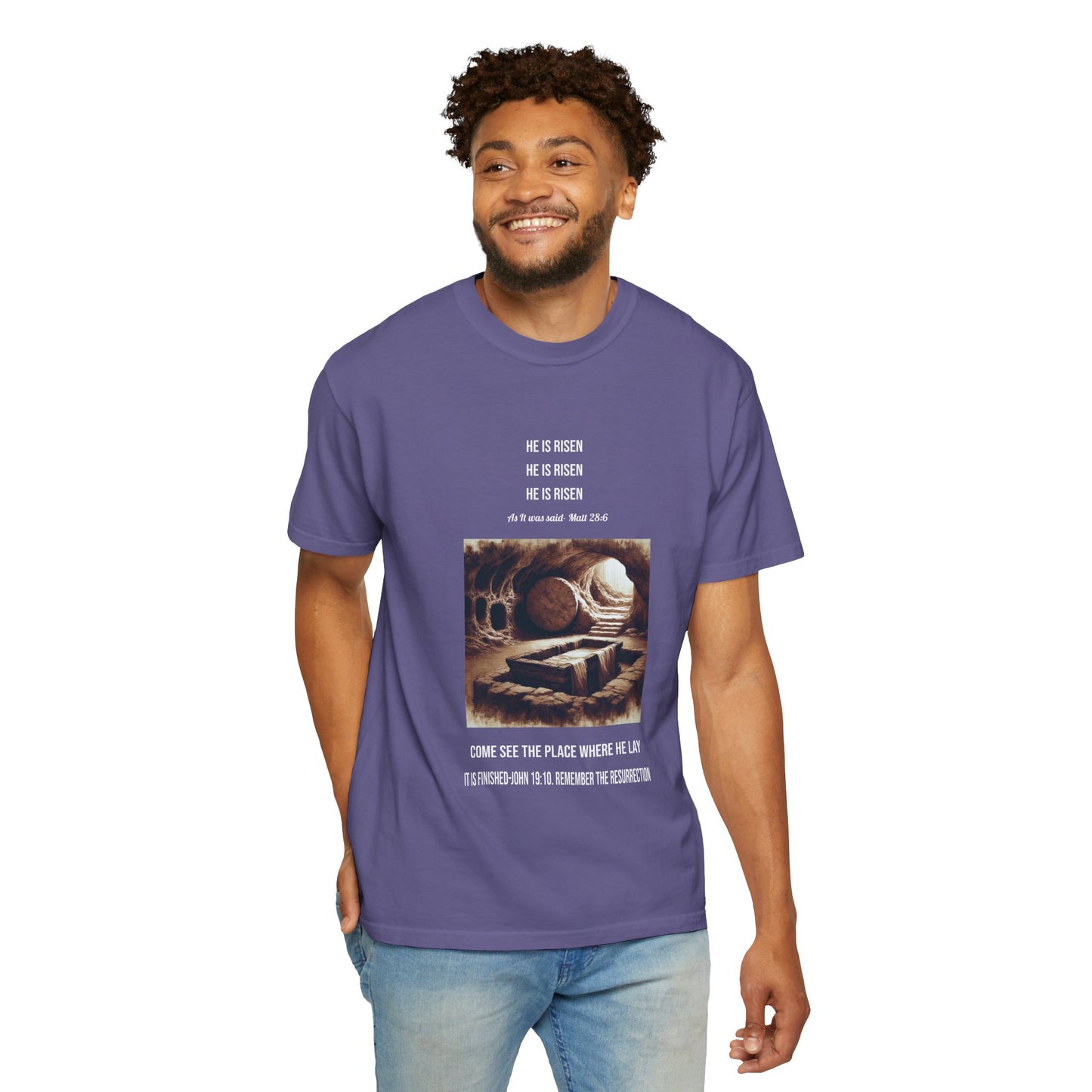 Comfort Colors "He is Risen" Matthew 28:6 Graphic T-Shirt