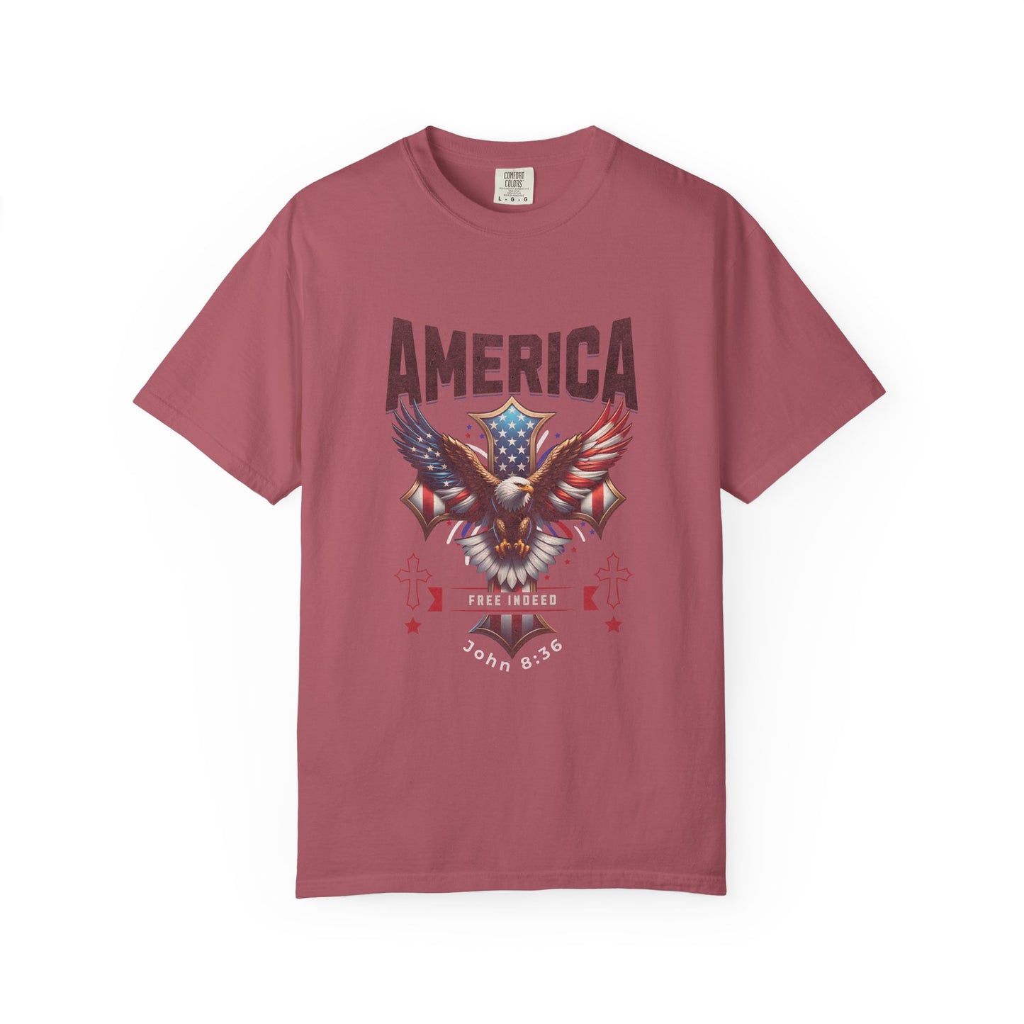 Comfort Colors "Free Indeed" – 4th of July Freedom in Christ Tee (John 8:36)