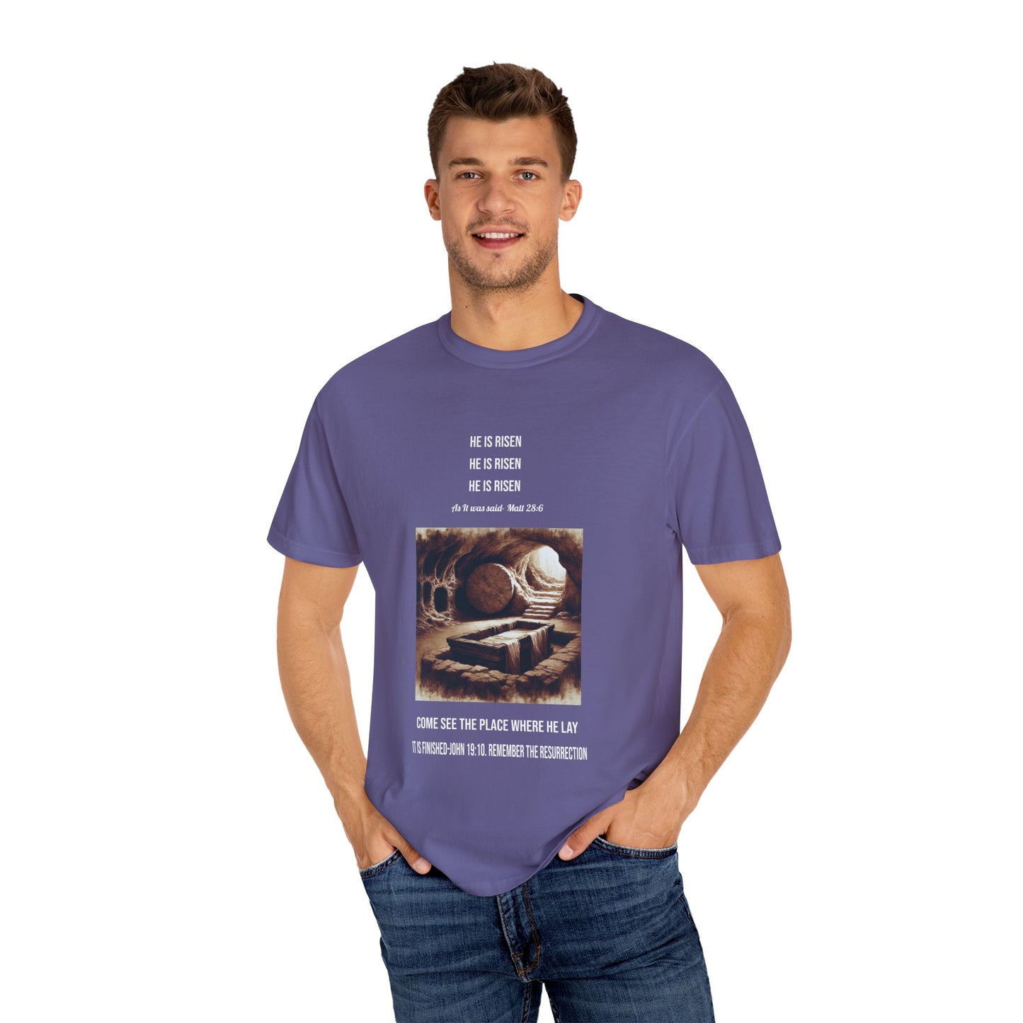 Comfort Colors "He is Risen" Matthew 28:6 Graphic T-Shirt