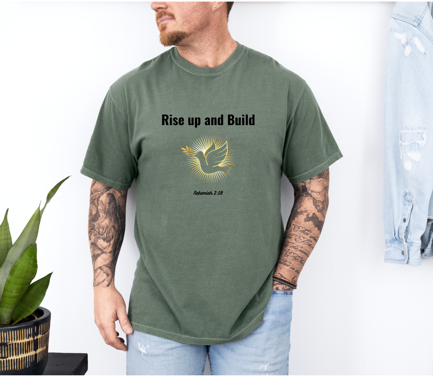 Comfort Colors "Rise Up and Build" – Nehemiah 2:18 Graphic T-Shirt