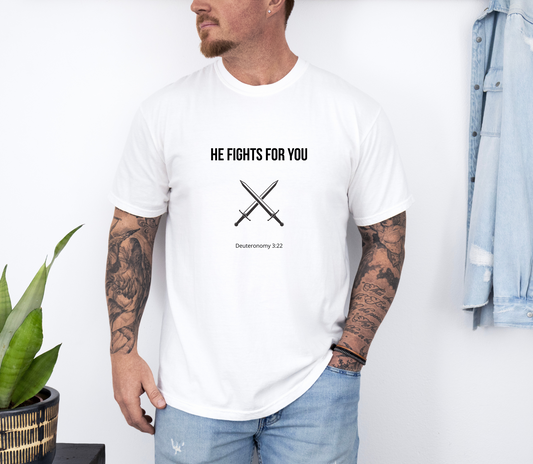 Comfort Colors "He Fights For You" – Deuteronomy 3:22 Graphic T-Shirt