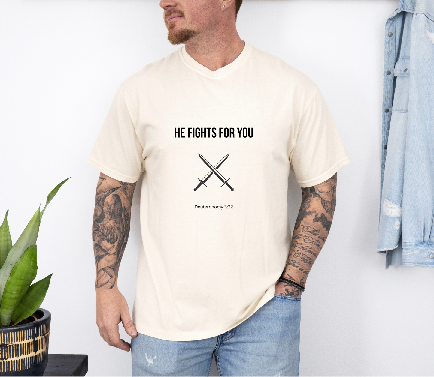 Comfort Colors "He Fights For You" – Deuteronomy 3:22 Graphic T-Shirt