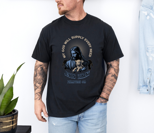 Comfort Colors Philippians 4:19 Graphic T-Shirt – "God Will Supply All Your Needs"